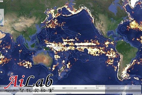 太平洋上的渔船信号（来自computerworld.com）